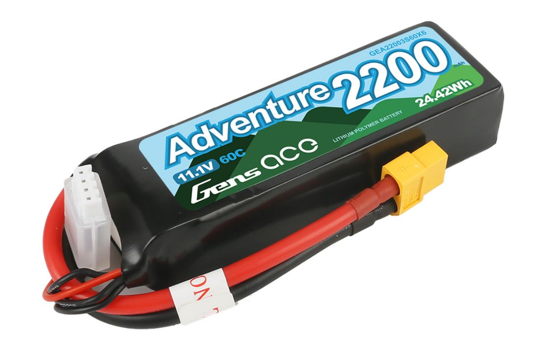 Gens Ace Adventure 2200mAh 3S1P 11.1V 60C Lipo Battery with XT60