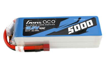 Gens Ace 5000mAh 45C 5S 18.5V Lipo Battery Pack With Deans Plug