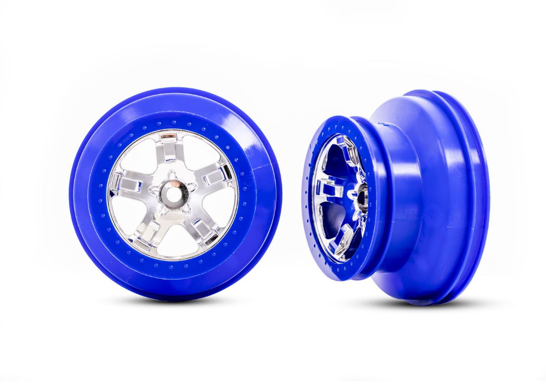 Traxxas 2wd Front SCT Satin/Blue Beadlock wheels