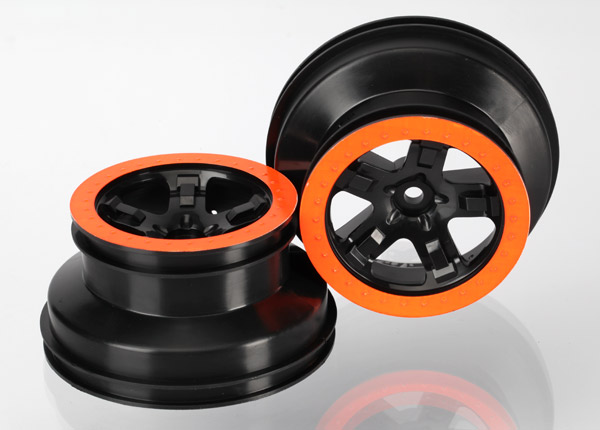 Traxxas Wheels, Sct Black, Orange Beadlock Style, Dual Profile (