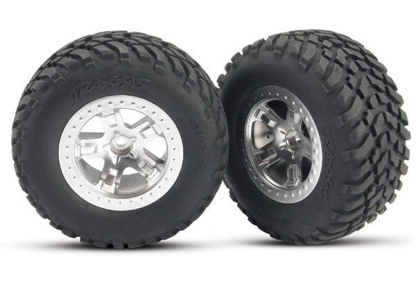 Traxxas Tires & wheels, assembled, glued (SCT satin chrome, bead