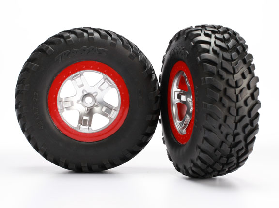 Traxxas Tires & Wheels, Assembled, Glued (Sct Satin Chrome Red B