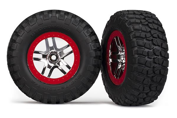 Traxxas Tires & wheels, assembled, glued (SCT Split-Spoke, chrom