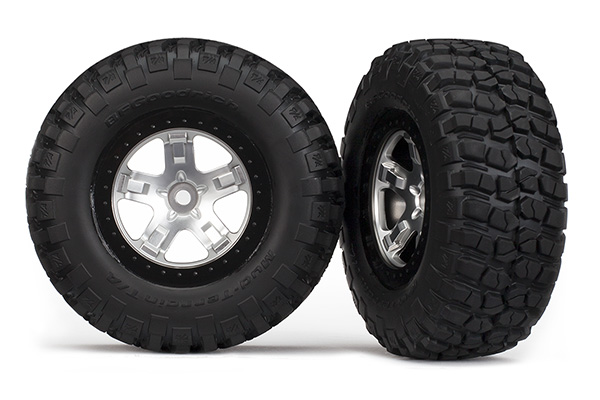 Traxxas Tires & wheels, assembled, glued (SCT satin chrome, blac