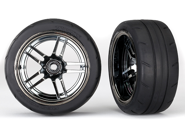 Traxxas Tires and wheels, glued chrome, 1.9" Response tires Rear